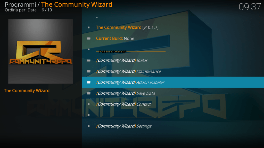 The Community Wizard options